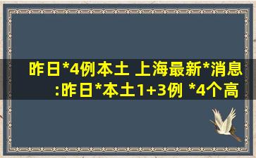 昨日*4例本土 上海最新*消息:昨日*本土1+3例 *4个高中风险区